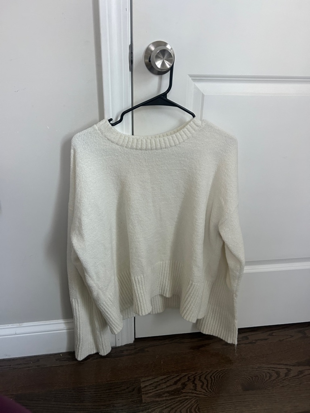 Women's Cream Oversized Knit Crewneck Sweater